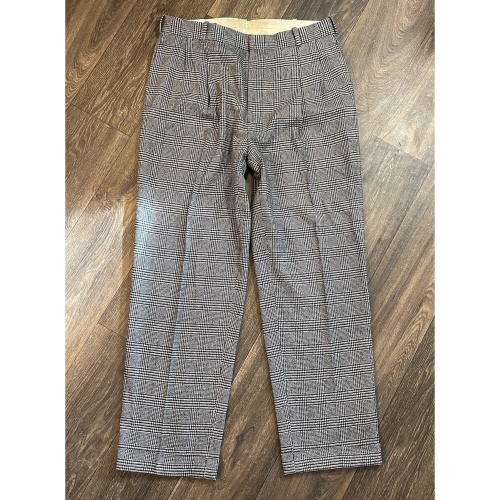 Vintage Polo Ralph Lauren Glen Plaid Trousers Dress Pants Mens 35x30 Wool Blend